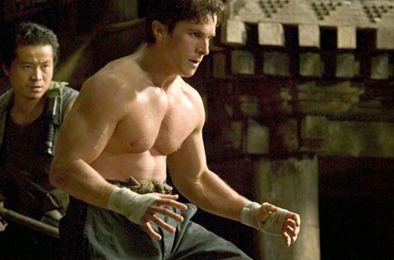 Christian Bale packed on quite a bit of muscle of Batman Begins