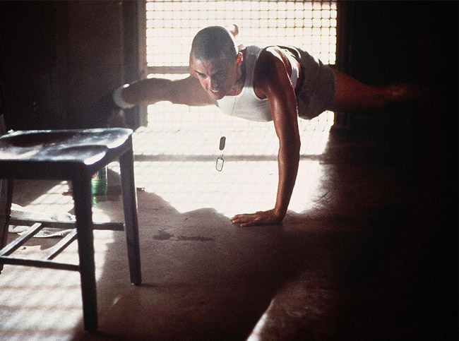 Demi Moore gained muscle for G.I.Jane doing one arm pushups