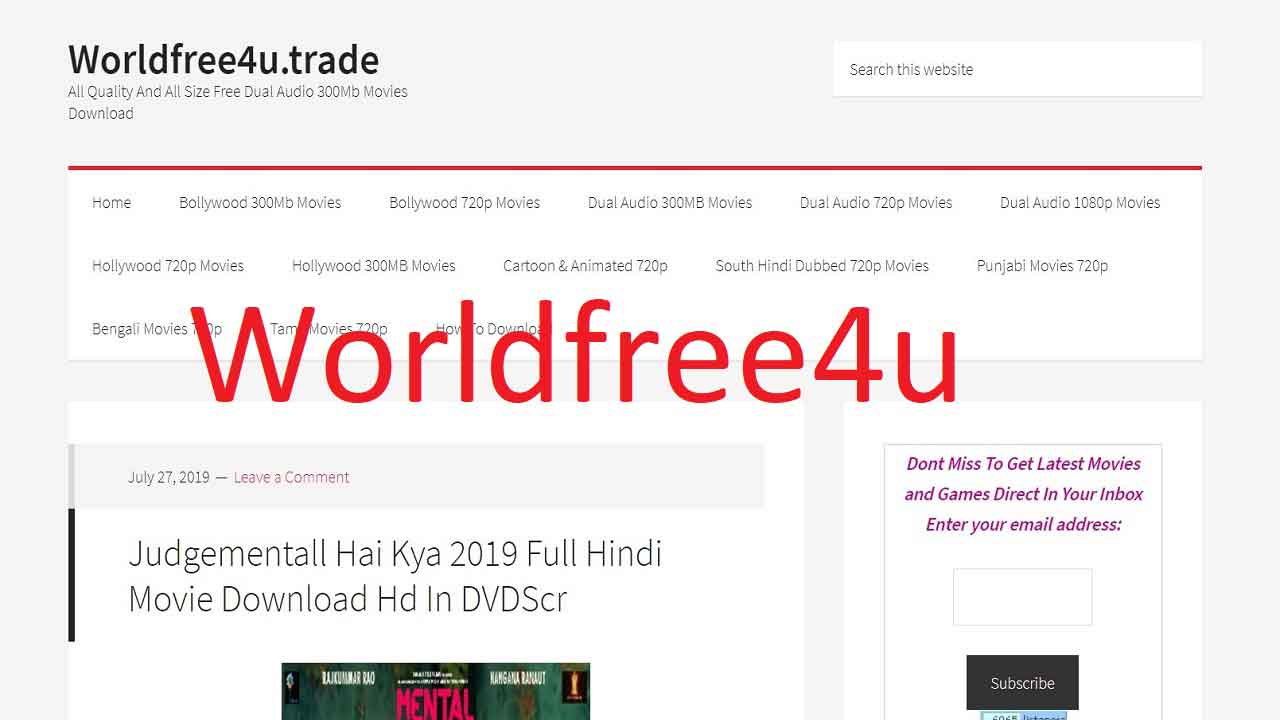 Worldfree4u 300mb Movies download, Bollywood, Hollywood Films 2023